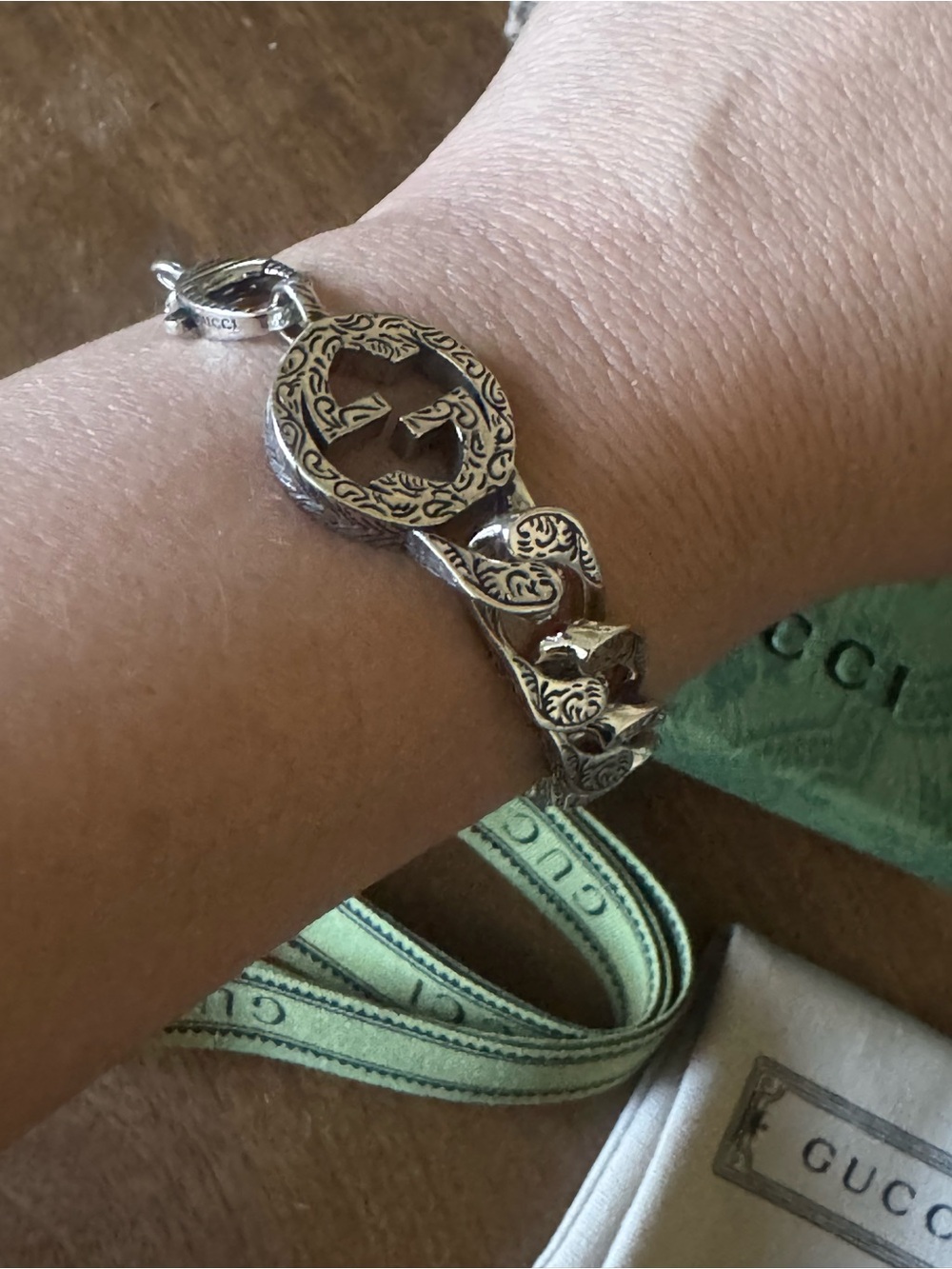 Gucci Silver-Tone Engraved Link Bracelet - Picture 8 of 12